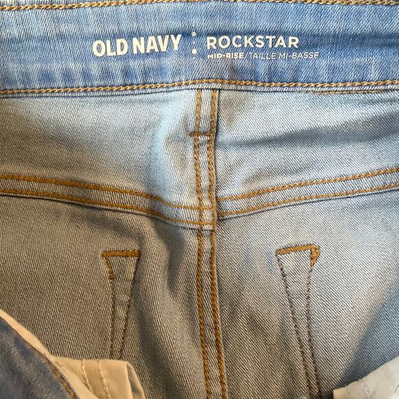 Old Navy Women Waxed Frayed Mid-rise Skinny Jeans size 8 Regular, Light Blue - Picture 8 of 13